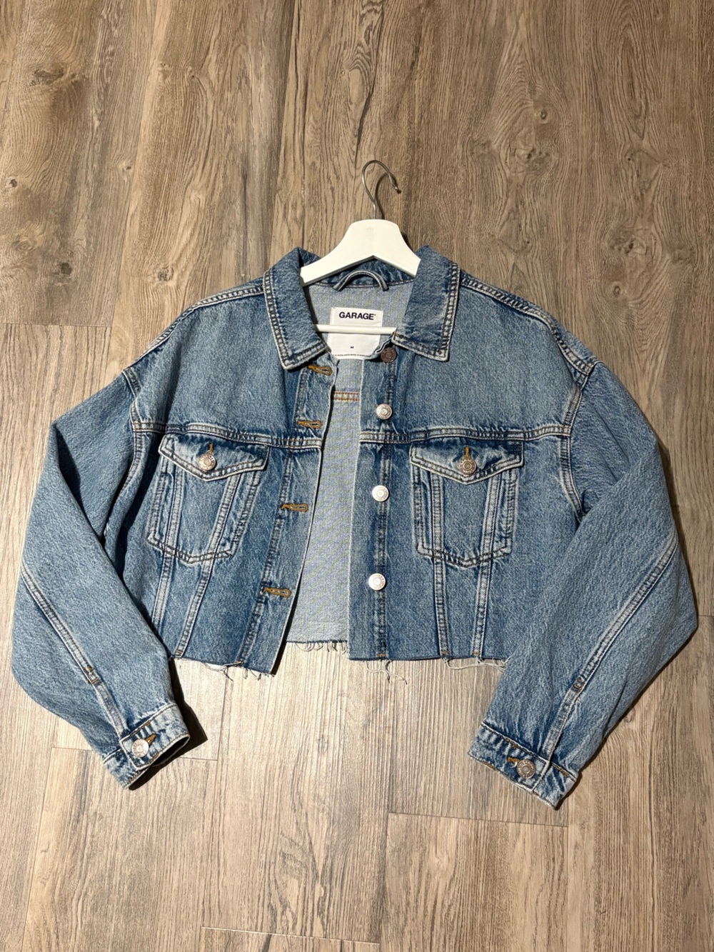 Garage Light Blue Denim Cropped Jacket - Women's Jean Jacket